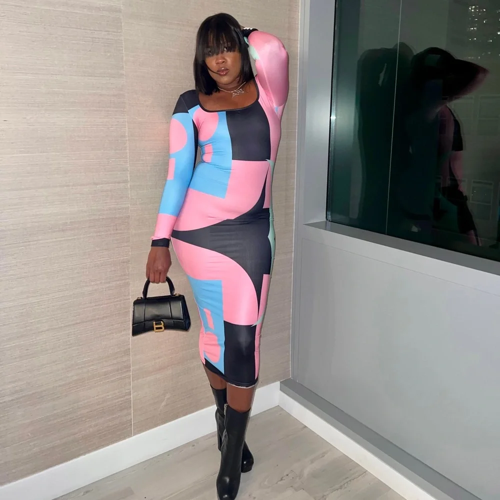 Amyshehab Abstract Bodycon Dress - Picture 1 of 3
